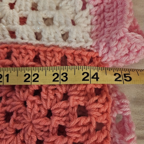 Handmade Crochet Open Cardigan Granny Square Pink Grannycore Valentine's Boho - Picture 17 of 17